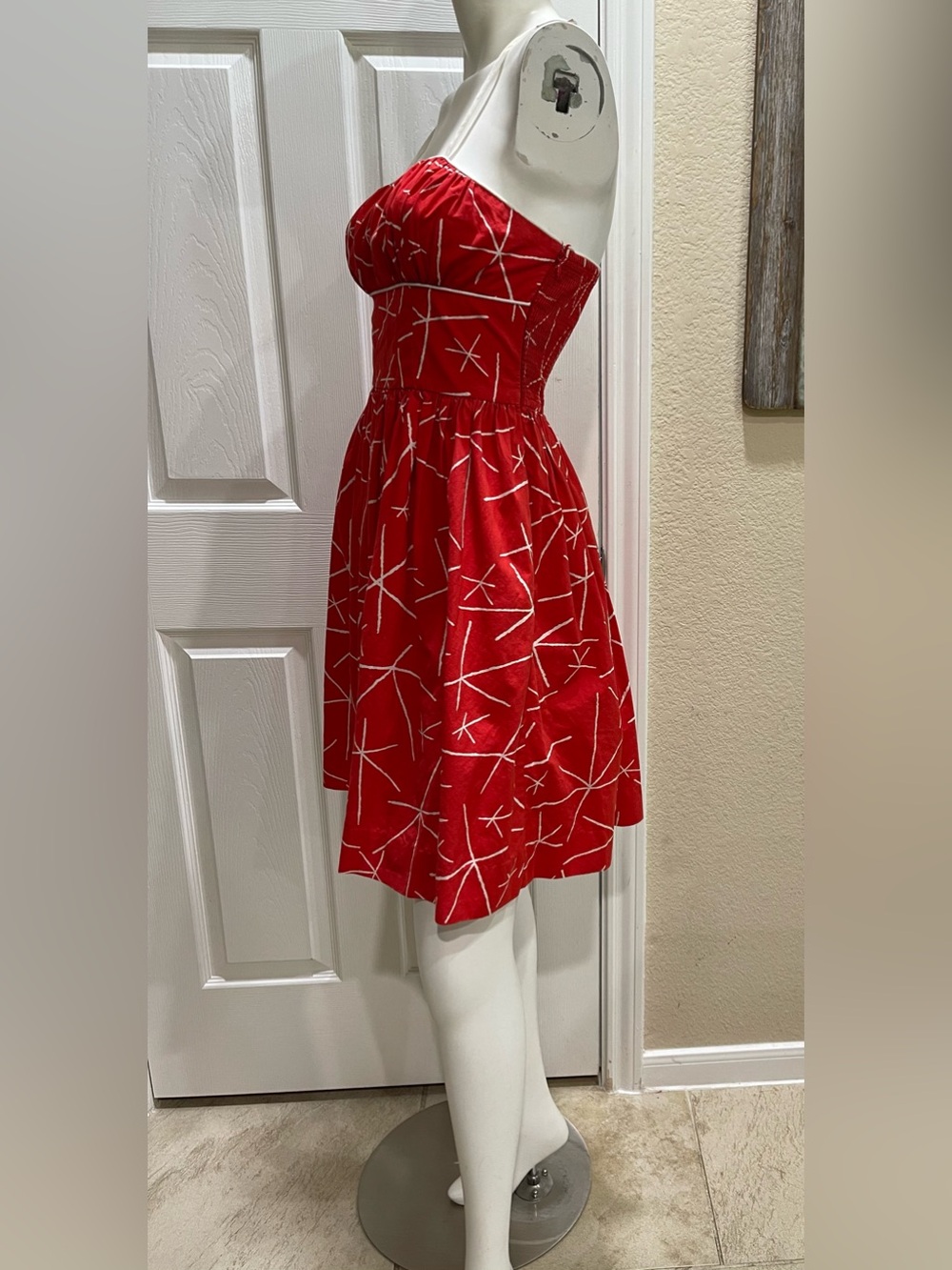 Vintage Anthropologie Girls From Savoy in Red "Nostalgic Asterisk" Dress Size 4 - Picture 4 of 14